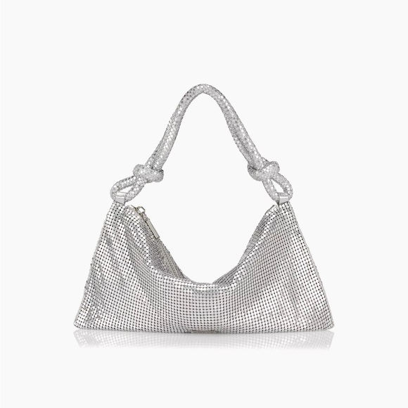 cult gaia Handbags - Cult Gaia nano Hera rhinestone chain mesh shoulder bag - silver